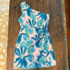 👙 CupShe One Shoulder Beach Wrap Dress Palm Tree Print Size Medium NWT